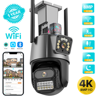 Caméra de surveillance extérieure PTZ IP WiFi HD 8MP, dispositif de sécurité sans fil, avec vision nocturne et écran pour touristes et application ICN2 1